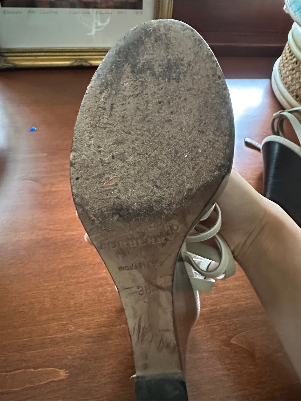 Burberry Beige Strappy Espadrille Heels with Ankle Wrap - Picture 7 of 8